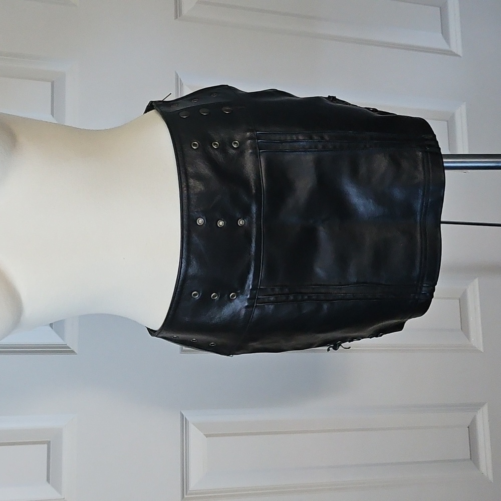 Sharagano Vintage Leather Mini Skirt Size Small